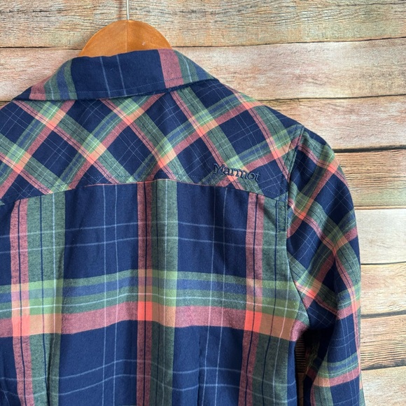 Marmot Women's Blue Multi-color Plaid Long Sleeve Flannel Cozy Button Down Top M - Picture 6 of 8